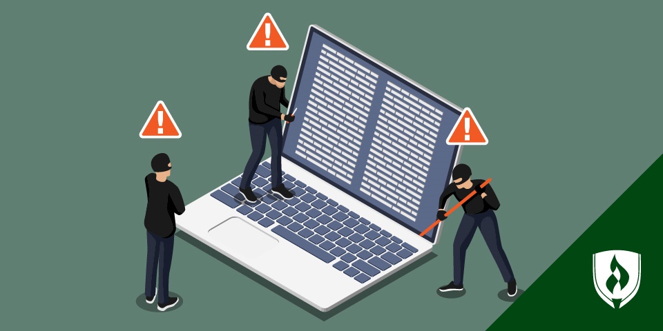 illustration of robbers breaking into a laptop