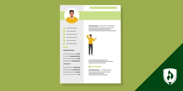 illustration of a resume with with a man looking confused on it representing  resume gaps
