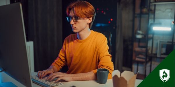 criminal justice student studying in front of computer