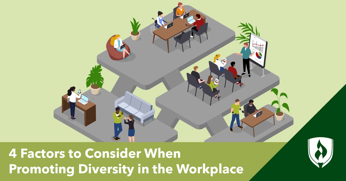 illustration of a workplace with a diverse range of workers