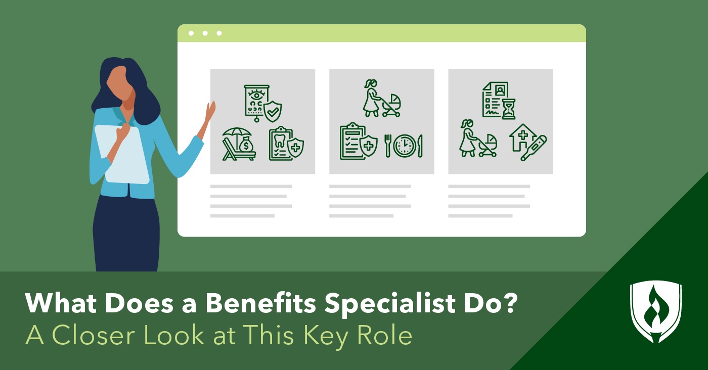 illustration of a benefits specialist presenting