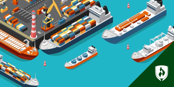 illustration of a busy port