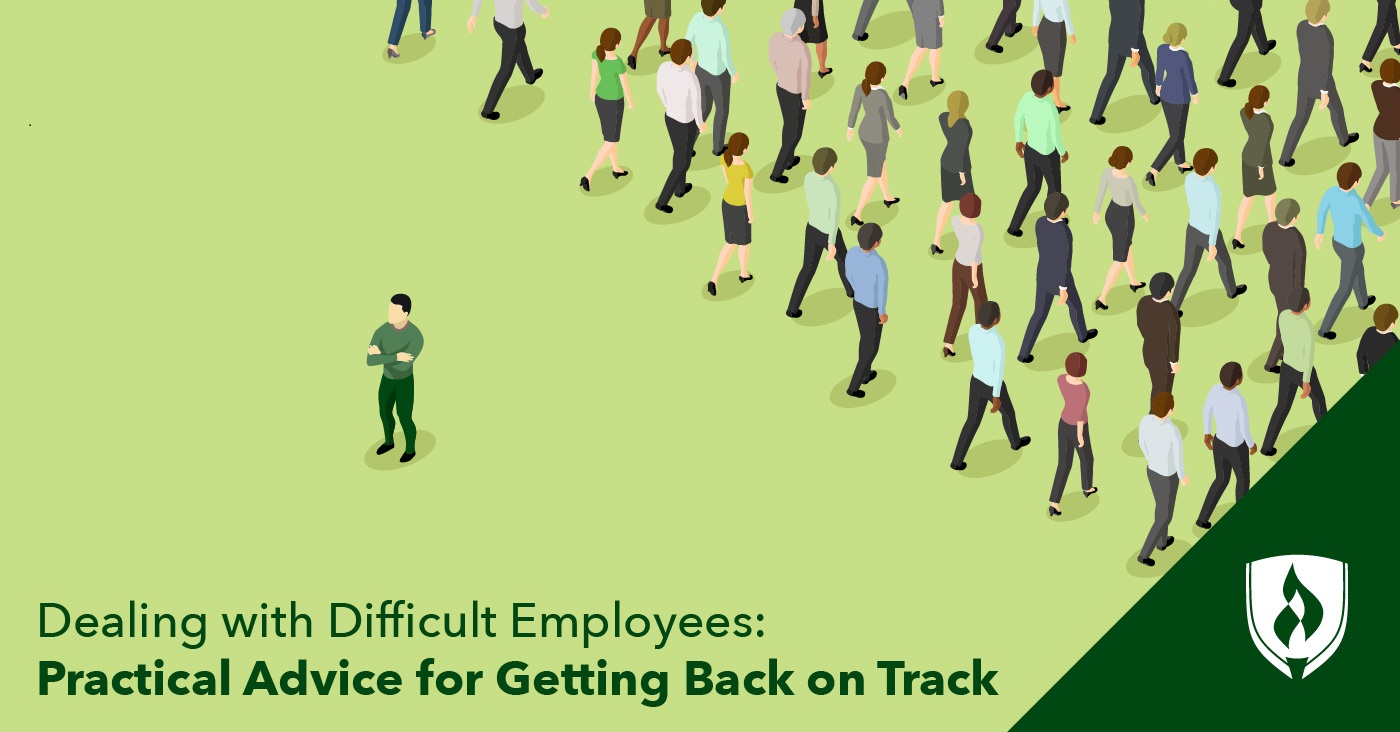 illustration of one employee lagging behind the rest representing dealing with difficult employees