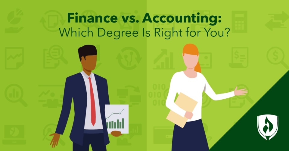 illustration of a finance and an accounting professional representing finance vs accounting