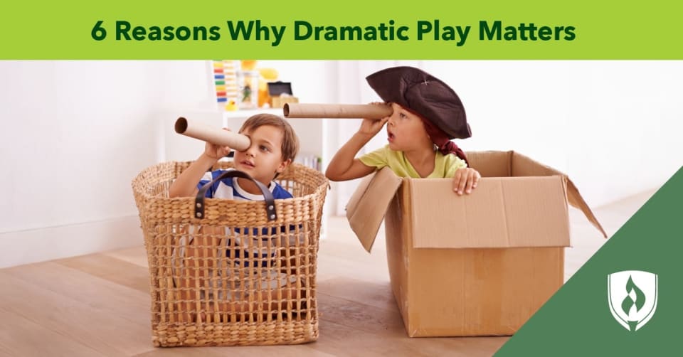 photo of two preschoolers pretending to be pirates representing dramatic play