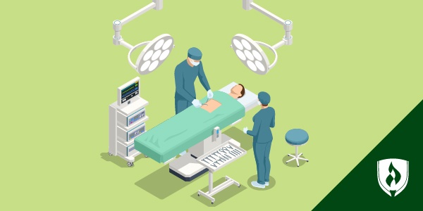 illustration of a surgical tech standing across from a surgeon in the OR