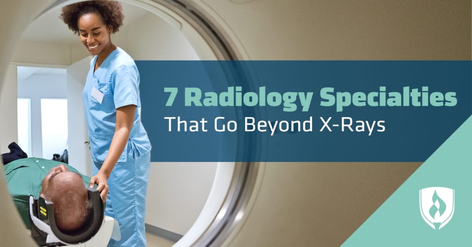 radiologic technologist assisting patient with MRI