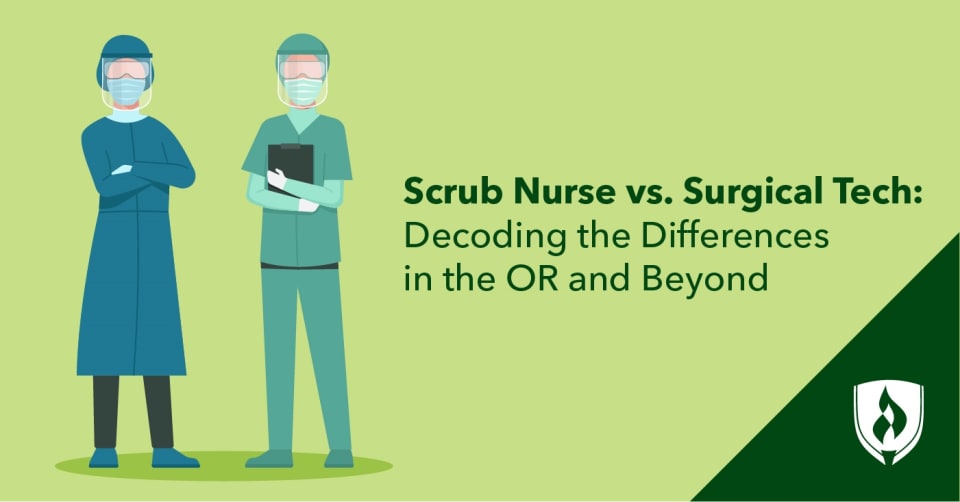 illustration of scrub nurse and a surgical technologist represeing scrub nurse vs surgical tech