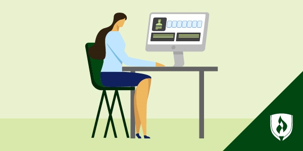 illustration of a medical coding auditor working at a desk