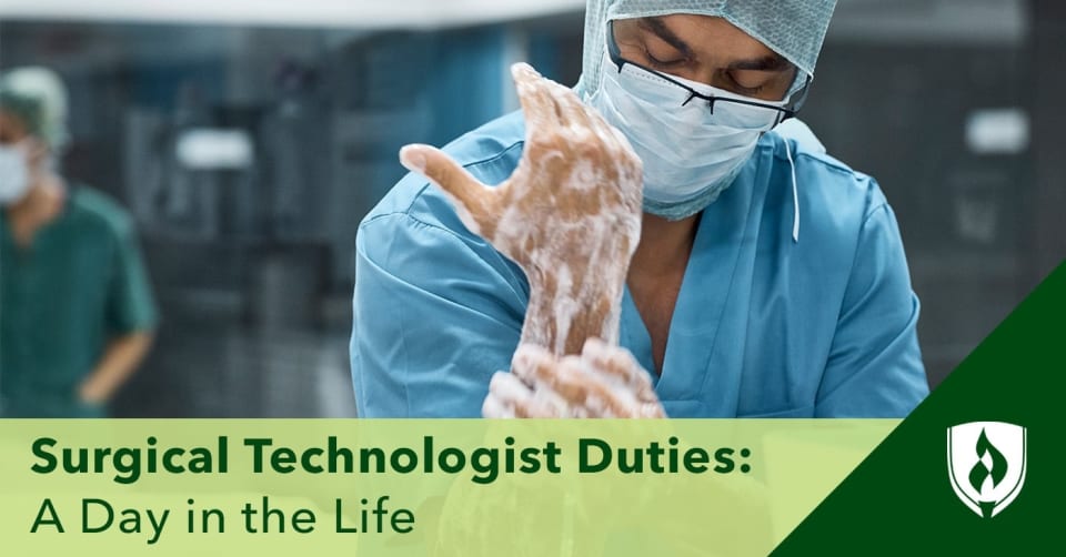 photo of a scrub tech scurbbing into surgery representing surgical tech duties