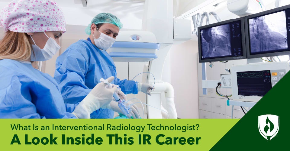 photo of an interventional radiologist and a IR technolgoist performing a prcedure