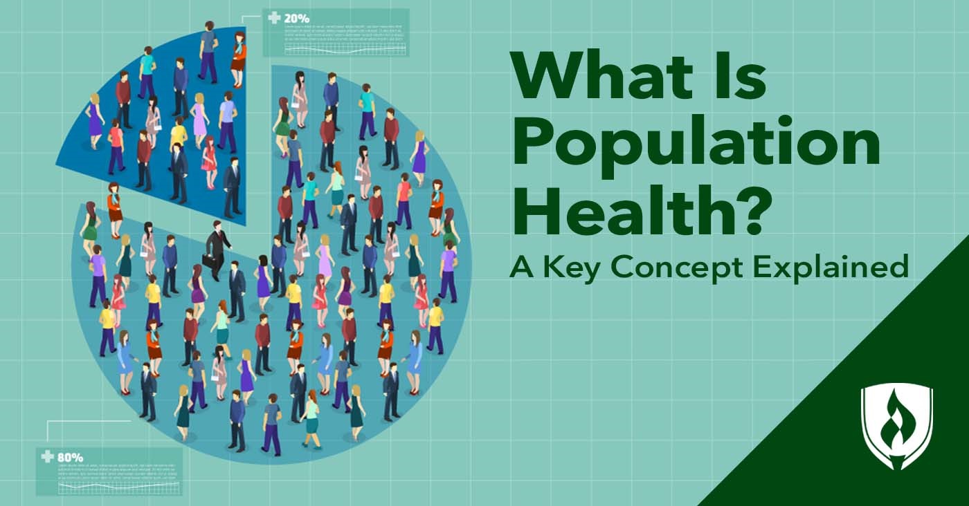 illustration of a pie graph with people representing population health
