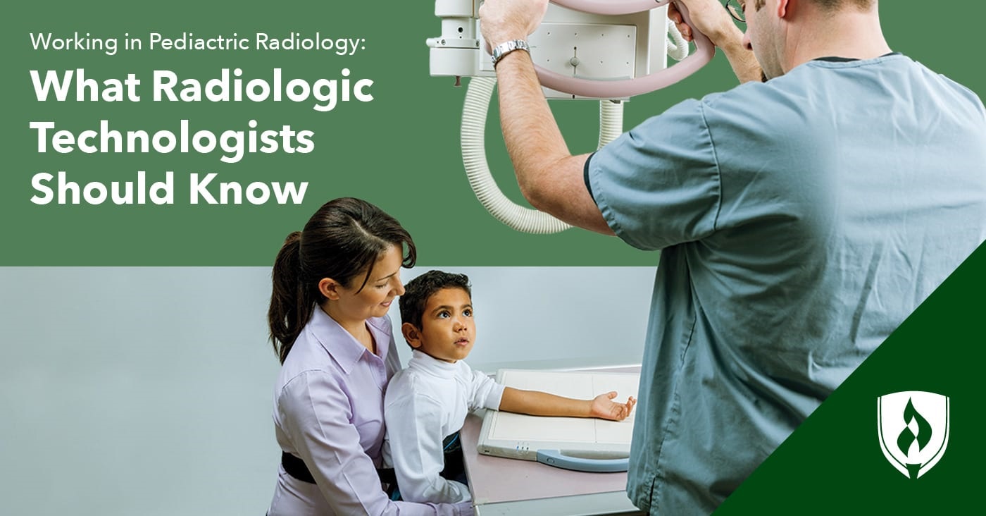 photo of a child getting an xray with a parent helping representing pediatric radiology
