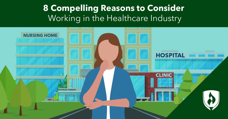 illustration of a various places someone can work in the healthcare industry