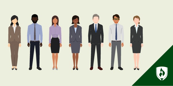 illustration of different attorneys standing in a line