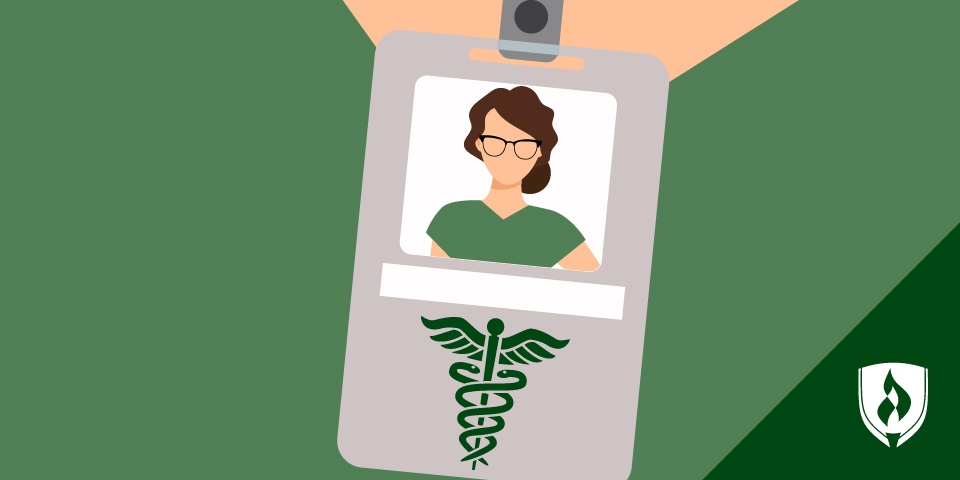 Illustration of a photo ID badge with a nurse on it