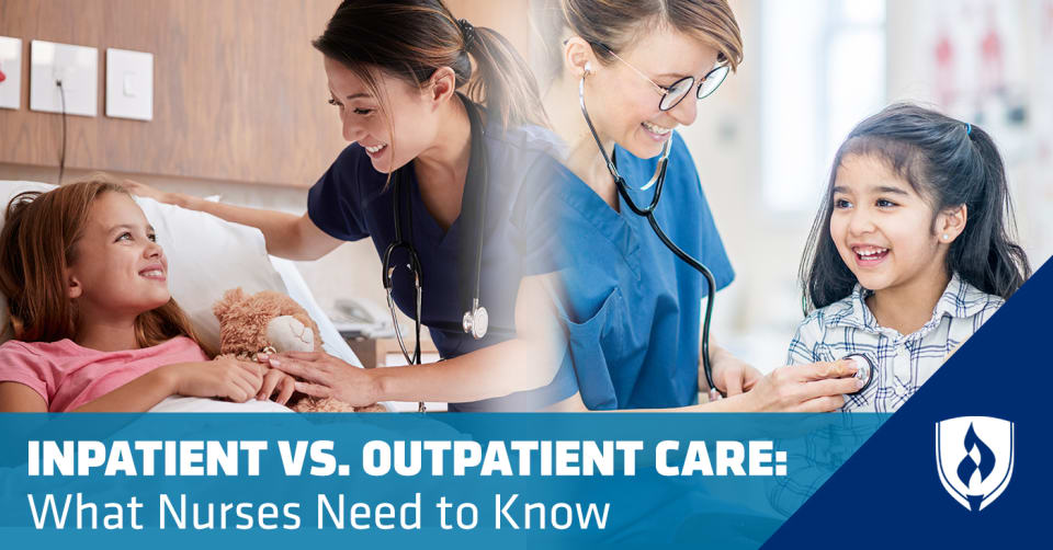 split screen of inpatient nurse versus outpatient nurse