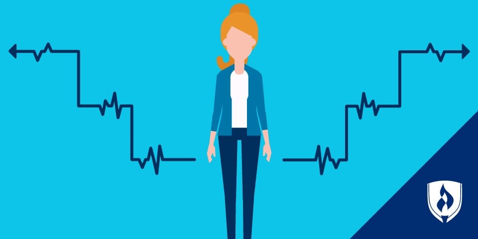 illustration of woman with vital sign lines leading different directions