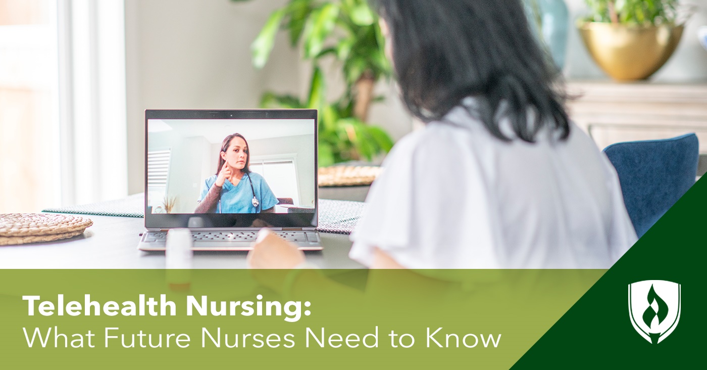 nurse talking with a patient over a laptop