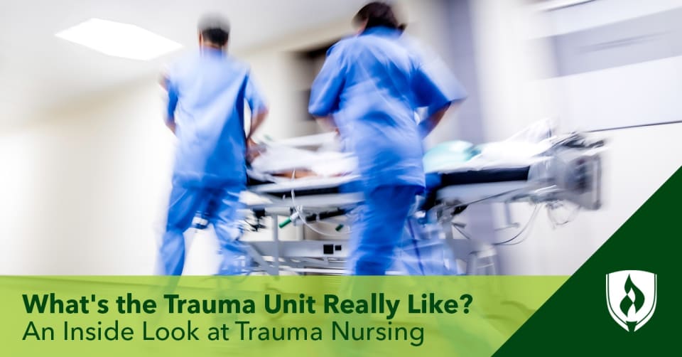 trauma nurses pushing a patient's gurney in a hospital