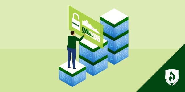 illustration of an information security analyst cracking a code