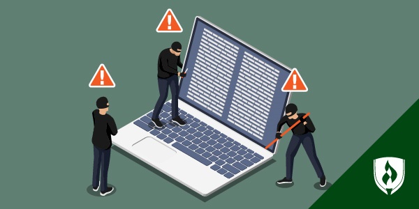 illustration of robbers breaking into a laptop 