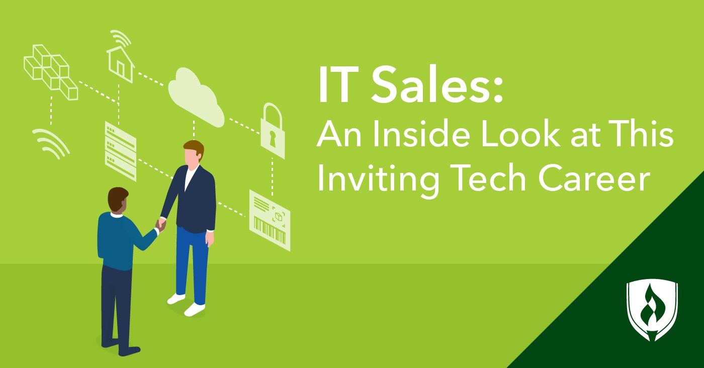 illustration of an it sales person shaking someone else's hand
