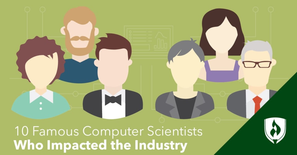 illustration of famous male and female computer scientists