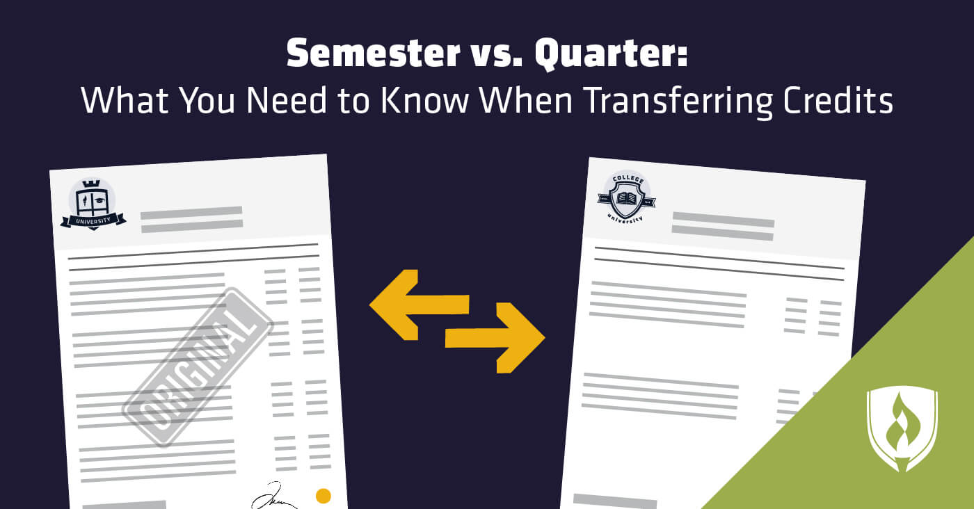 illustration showing transfer credit papers between two schools