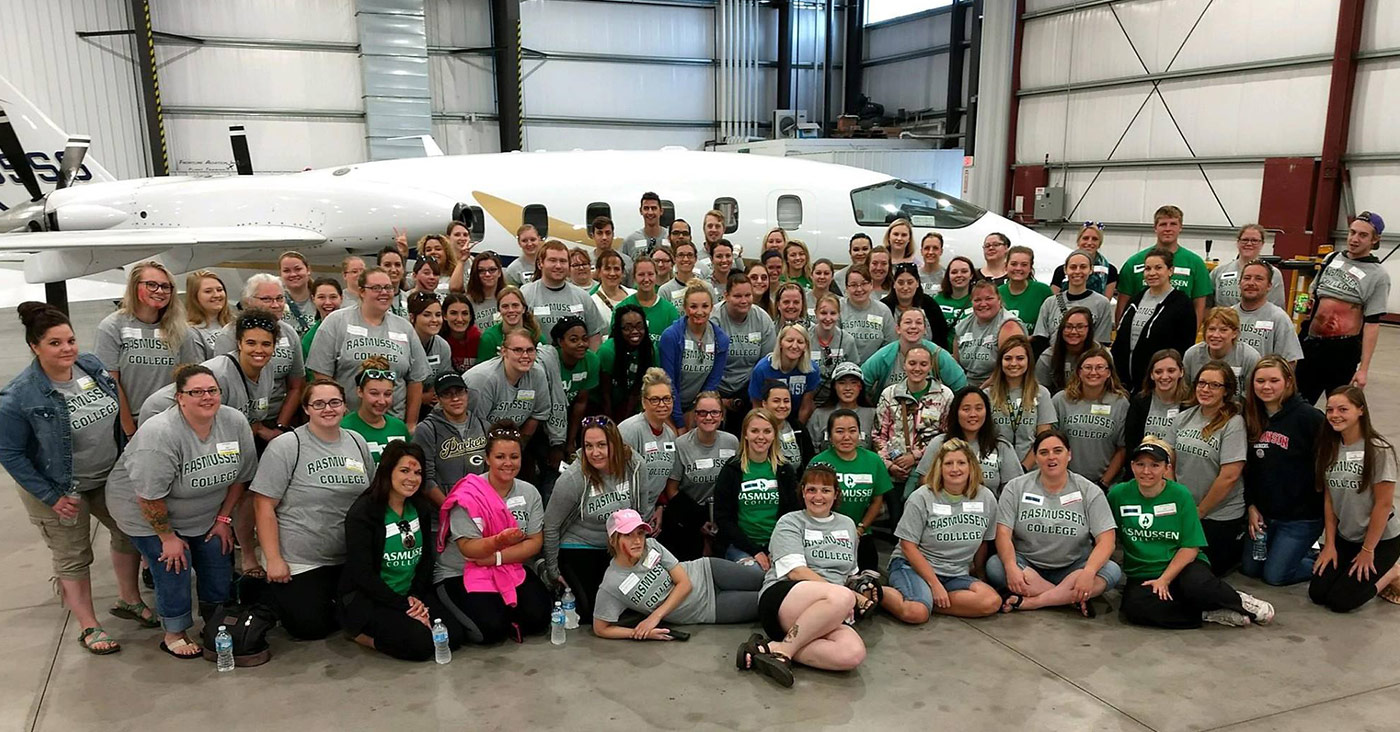 Green Bay campus faculty and student mock airplane crash