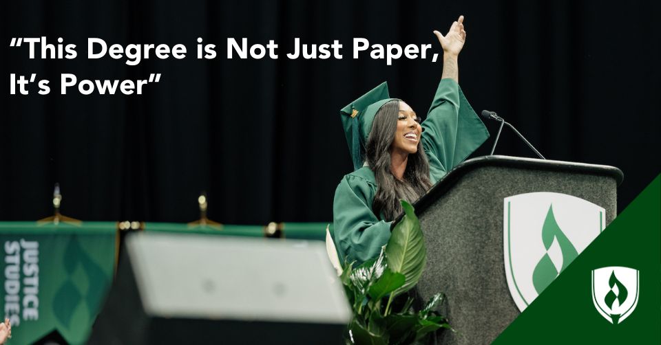 Theresa Peterson inspires the graduates