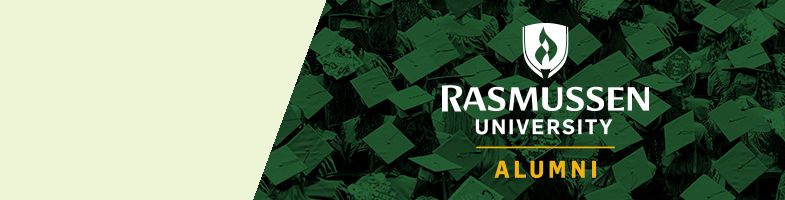 Rasmussen University Alumni green graduate caps