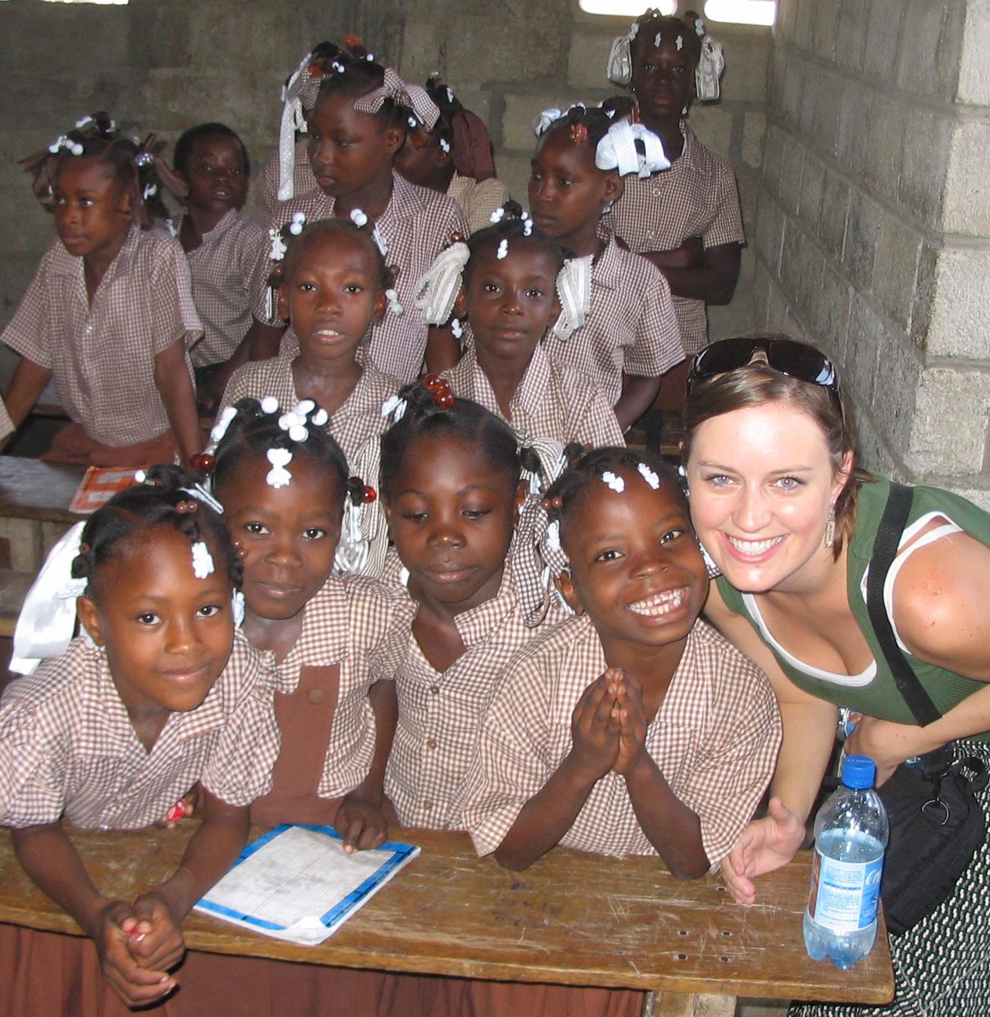 Brown at an American orphanage on the coast of Haiti