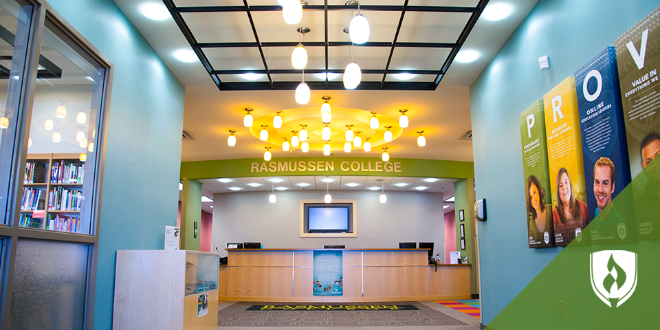 An interior view of the Rasmussen University - Lake Elmo campus entrance.