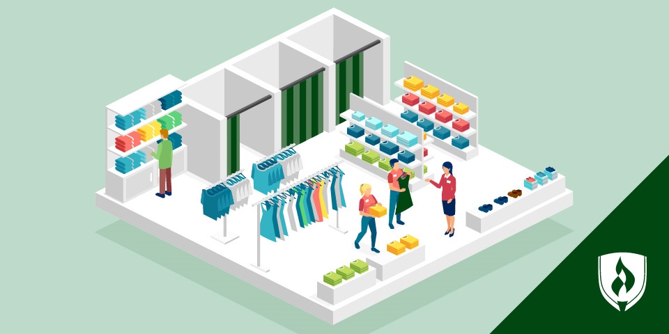 illustration of a business person running a retail store representing signs you should major in business management