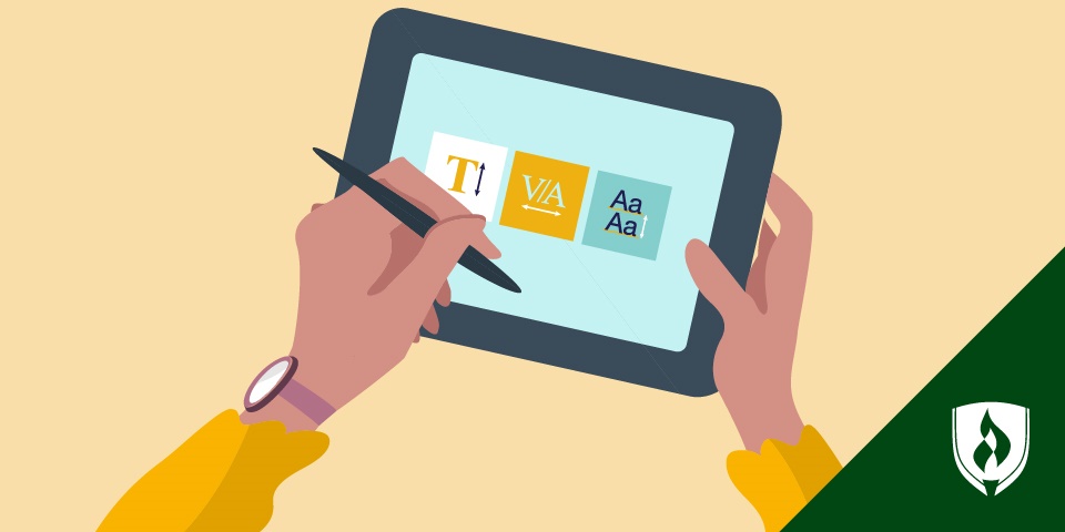 illustration of a typography on a smart tablet