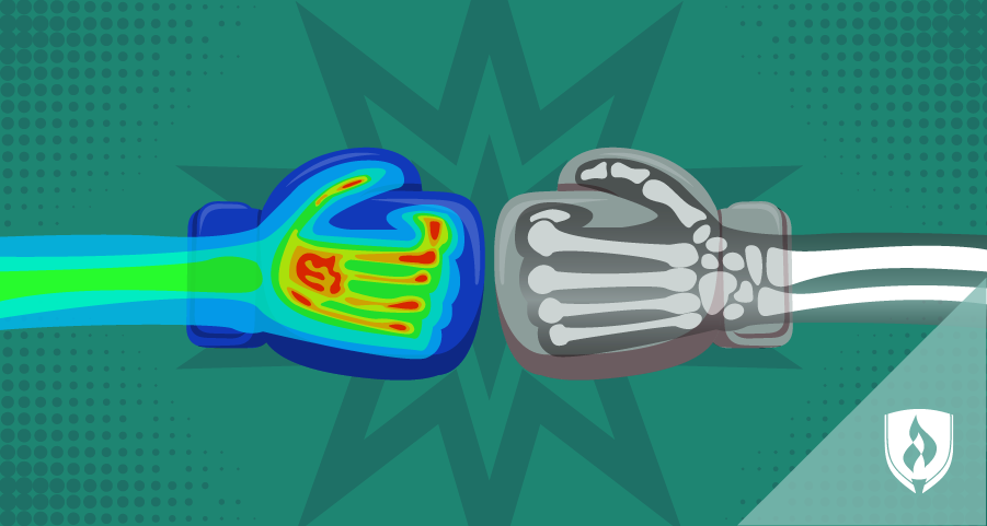 boxing gloves showing X-rays and nuclear imaging