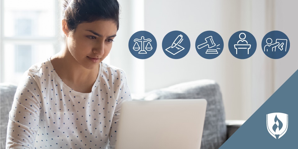 Young woman on laptop considering her paralegal education options