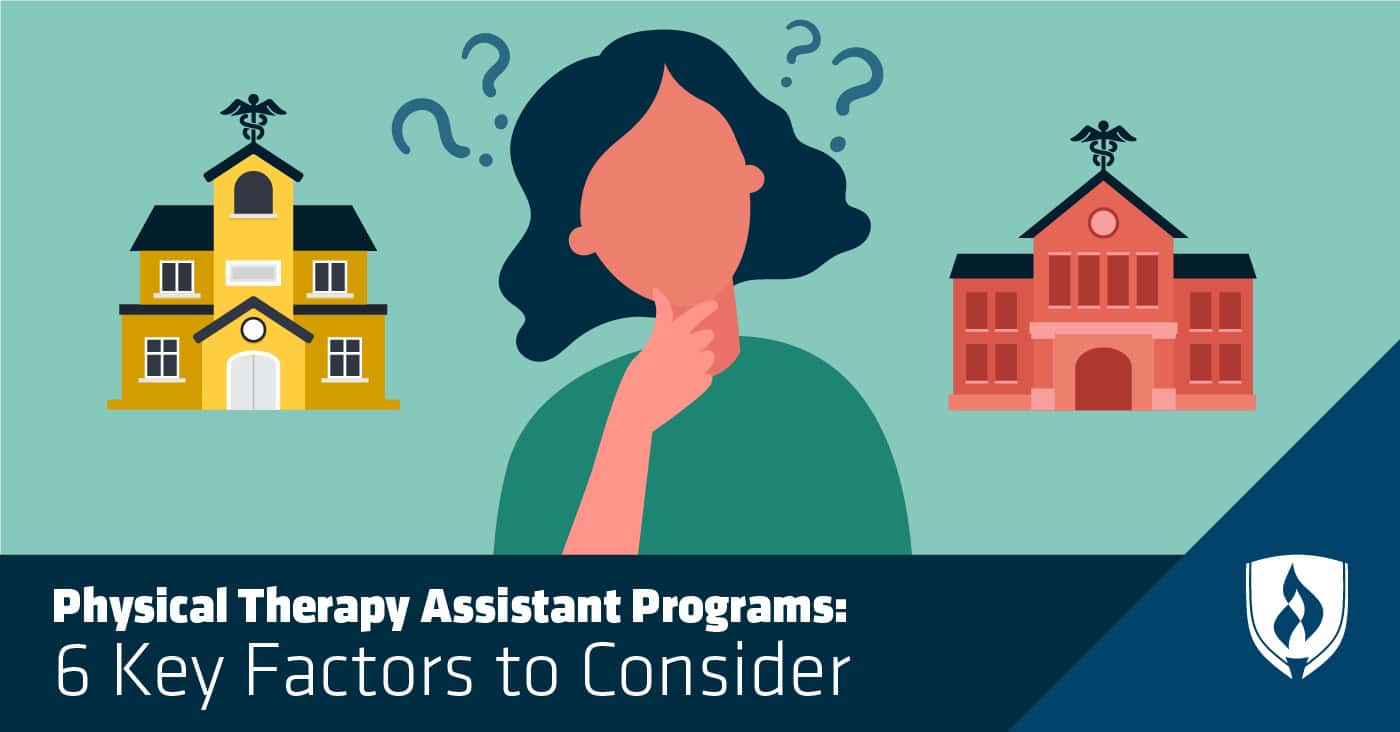 illustration of physical therapist assistant with question marks surrounding her