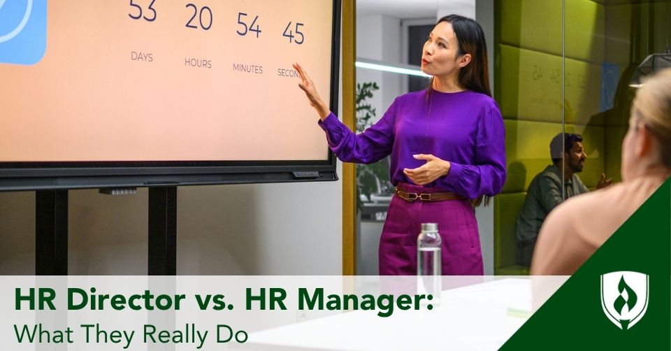 hr director vs hr manager header An HR Director presents to her team
