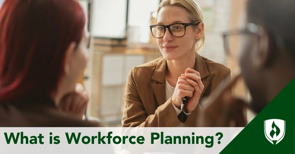 workforce planning header An HR specialist works with company leadership