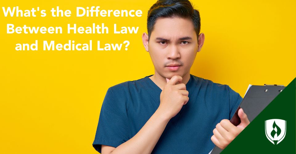 health law vs medical law header A healthcare professional looks curious