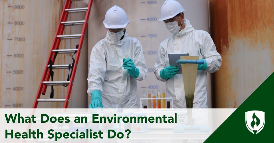 environmental health specialist header Two environmental health specialists test the public water supply