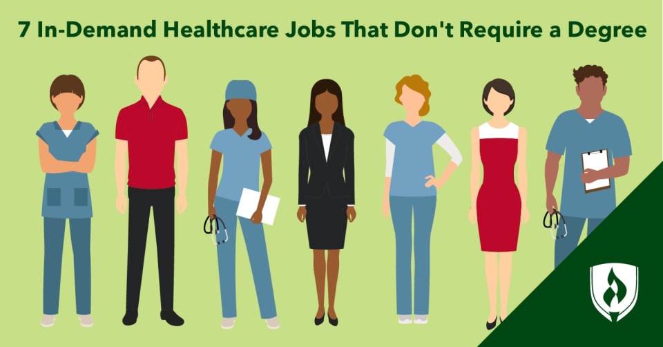 illustration of various healthcare workers representing healthcare jobs that don't require a degree