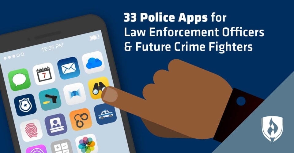 illustrated hand using police app on phone