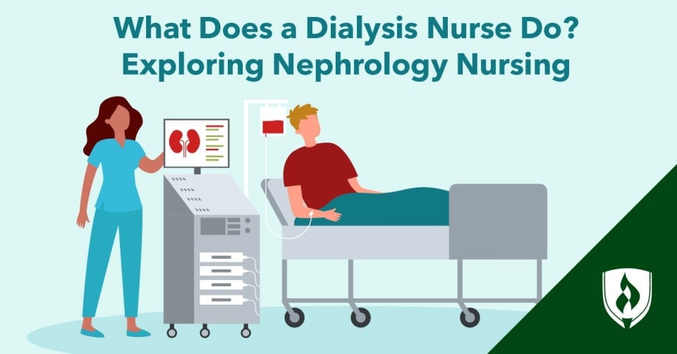 illustration of a dialysis nurse caring for a dialysis patient