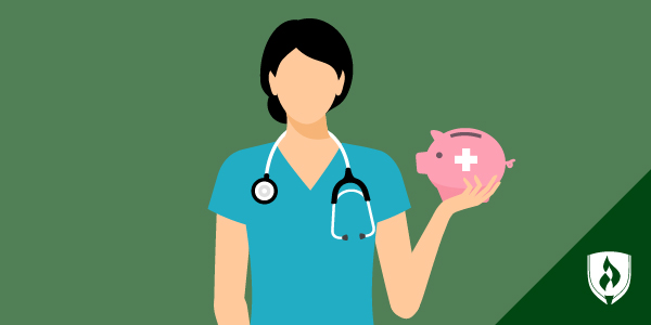 illustration of a nurse with a piggy bank representing how to pay for nursing school