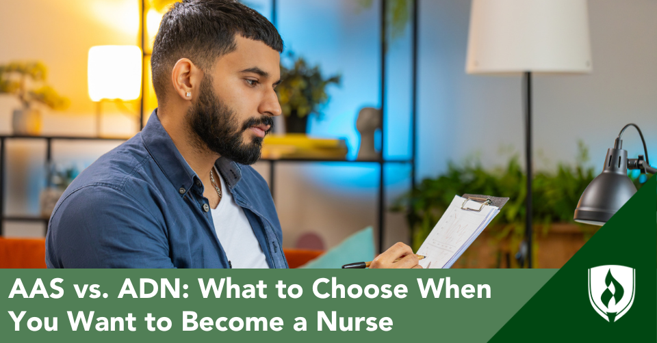 A prospective nursing student compares programs and makes notes