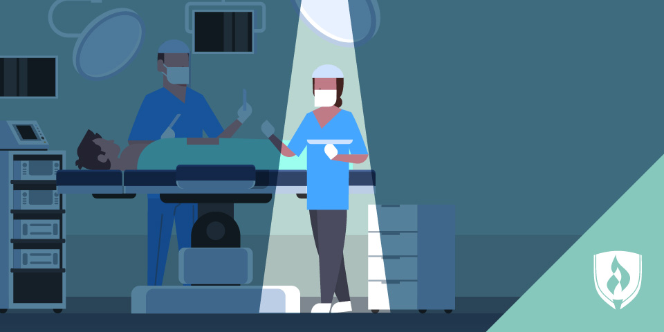 illustration of surgical tech in operating room