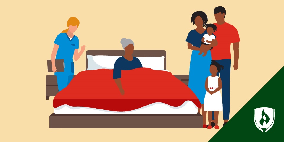 illustration of a nursing home administrator and nursing home residents